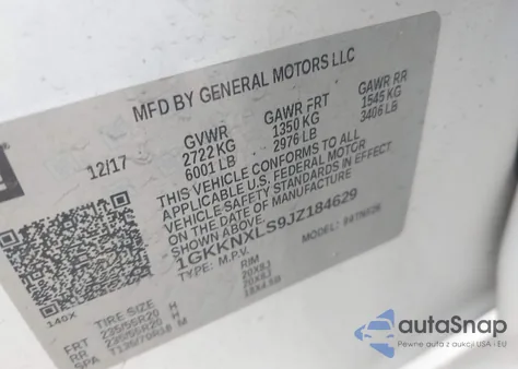 2018 GMC Acadia Denali z USA, uszkodzony, nr VIN 1GKKNXLS9JZ184629